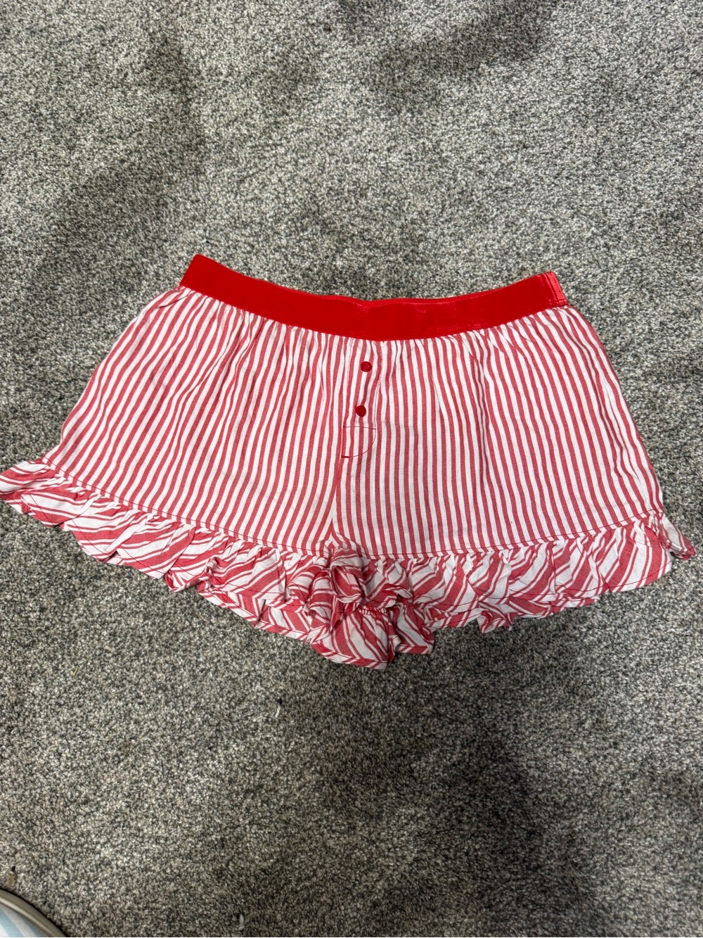 PINK Victoria's Secret Red and White Striped Ruffle Skort